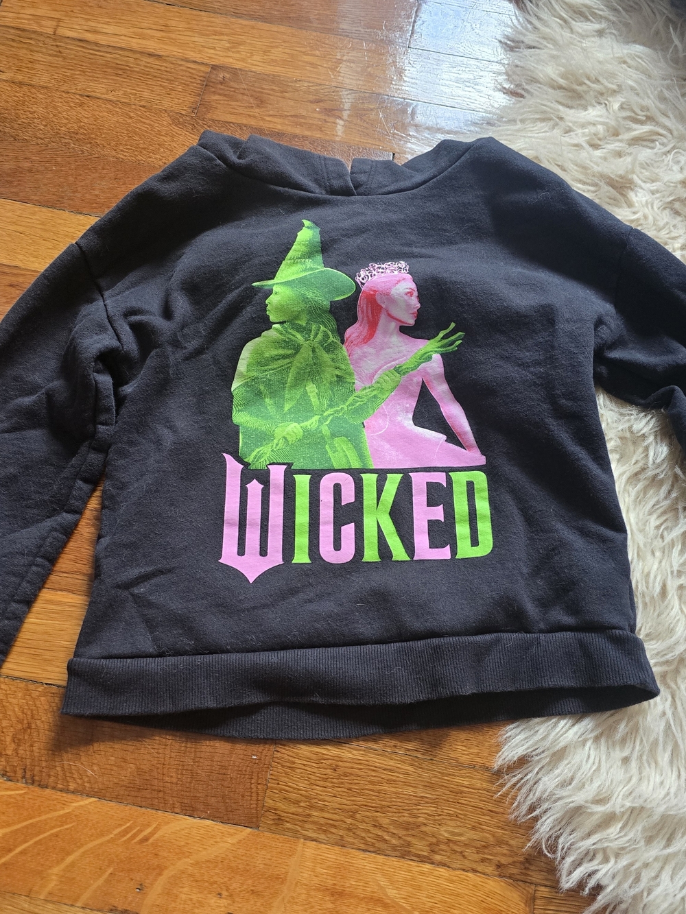 Kids Wicked Graphic Hoodie in Black with Neon Green & Pink